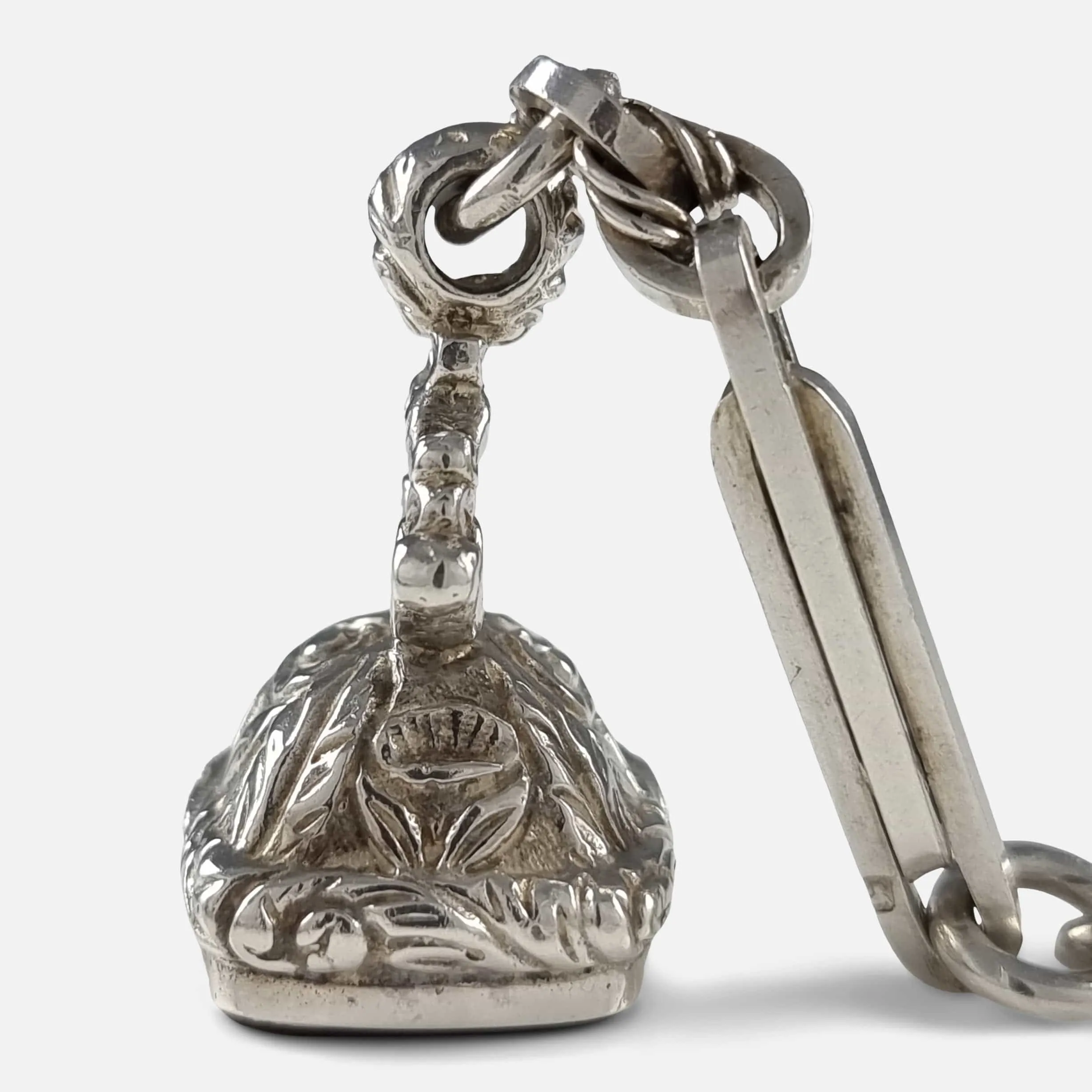 Silver Fancy Link Albert Watch Chain and Carnelian Fob