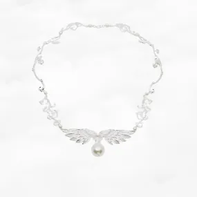 Silver Phoenix Wing Statement Necklace