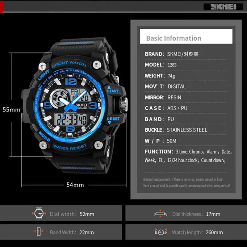 SKMEI 1283 Awesome Chronograph Sport Watch for Men w/ 5Bar Waterproof