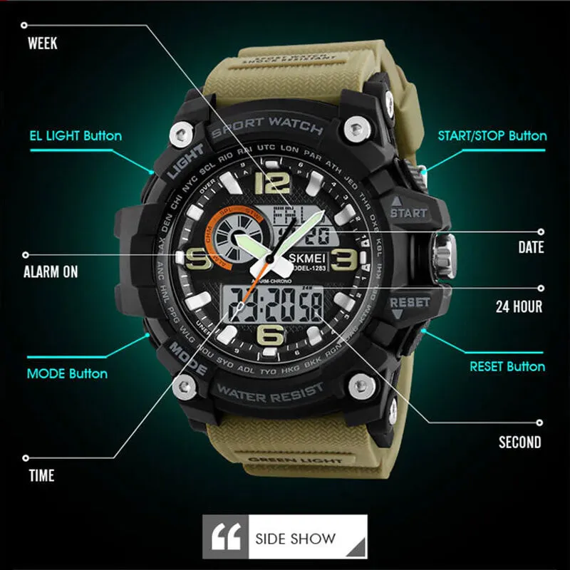 SKMEI 1283 Awesome Chronograph Sport Watch for Men w/ 5Bar Waterproof