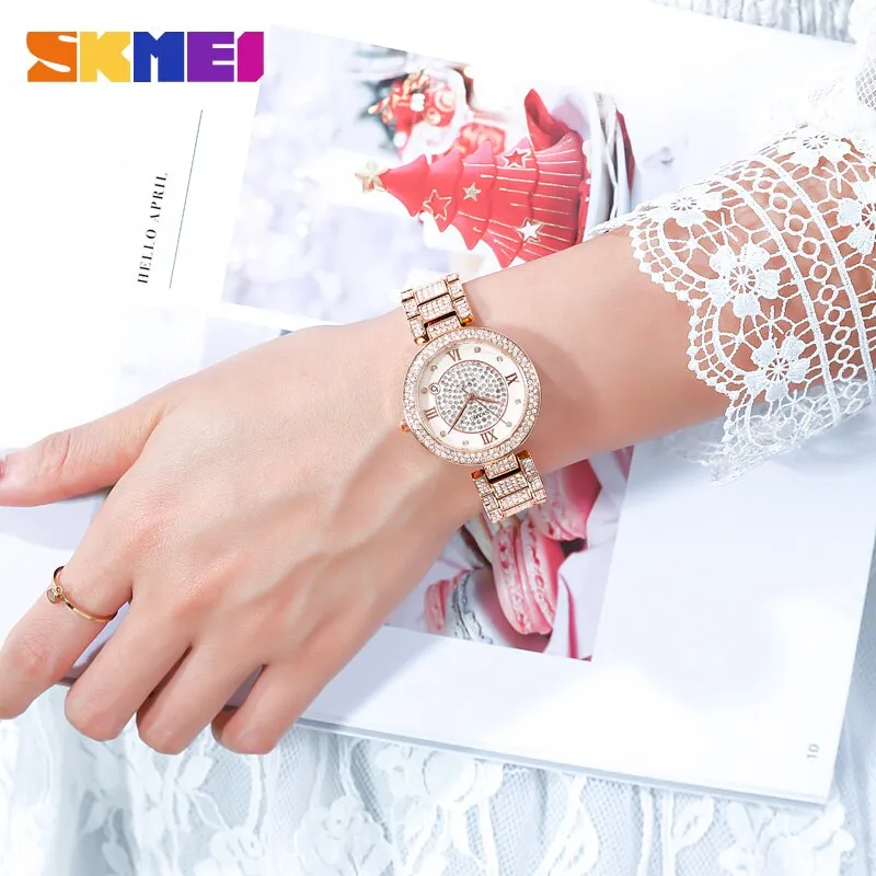 SKMEI 1739 Luxury Wedding Watch for Girls Inlaid w/ Rhinestone