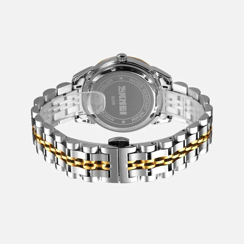 SKMEI 9268 Luxury Day Date Watch for Men w/ Diamond Cut Bezel