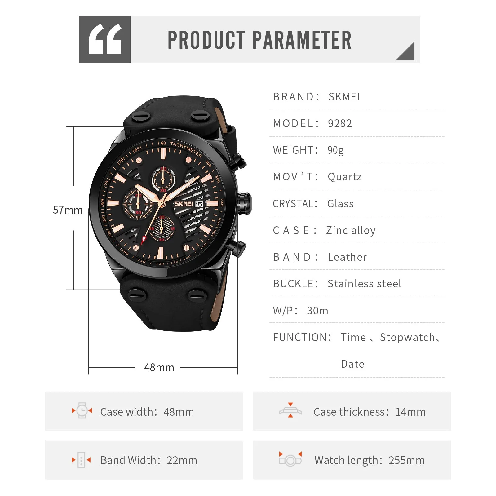 SKMEI 9282 Quartz Analog Watch