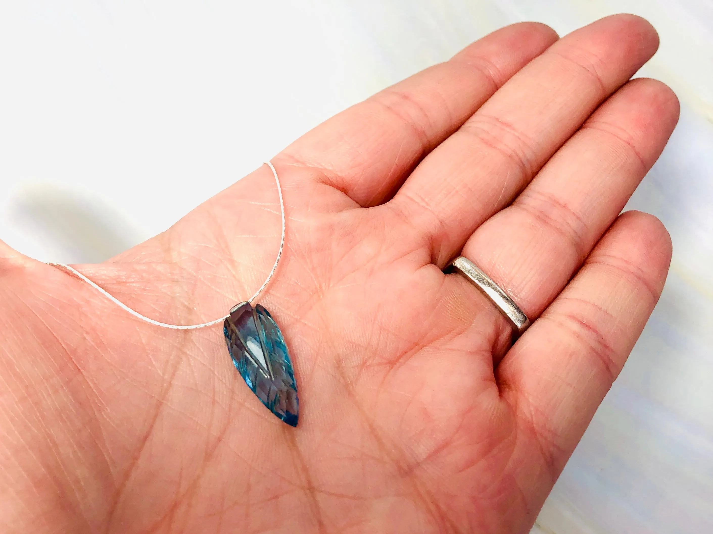 Sky Blue Topaz Quartz Solitaire Necklace, Silver Blue Topaz Necklace