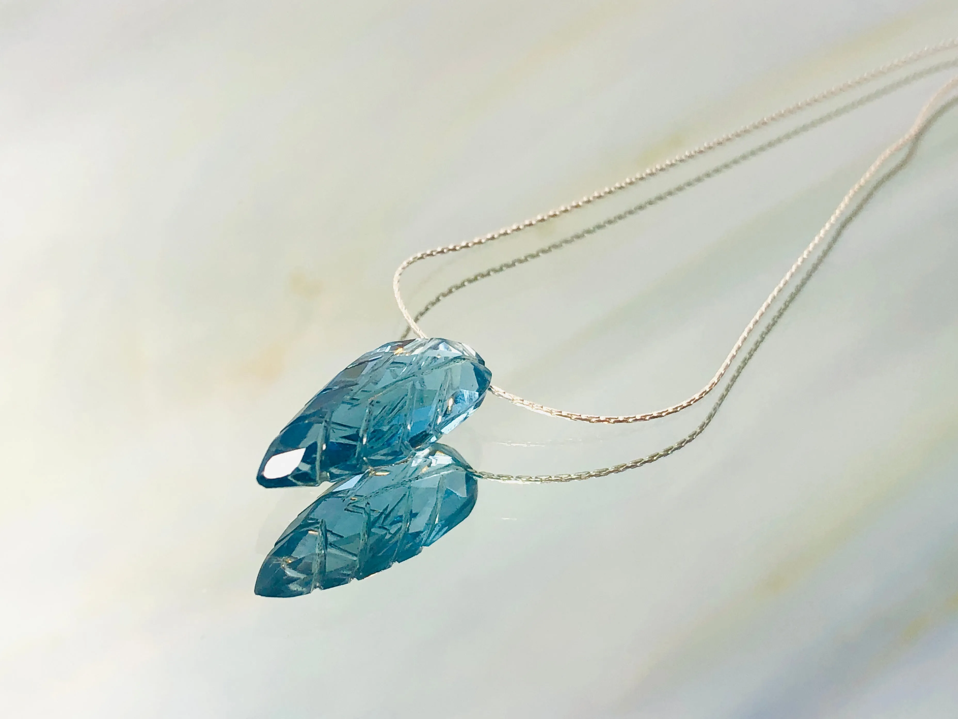 Sky Blue Topaz Quartz Solitaire Necklace, Silver Blue Topaz Necklace