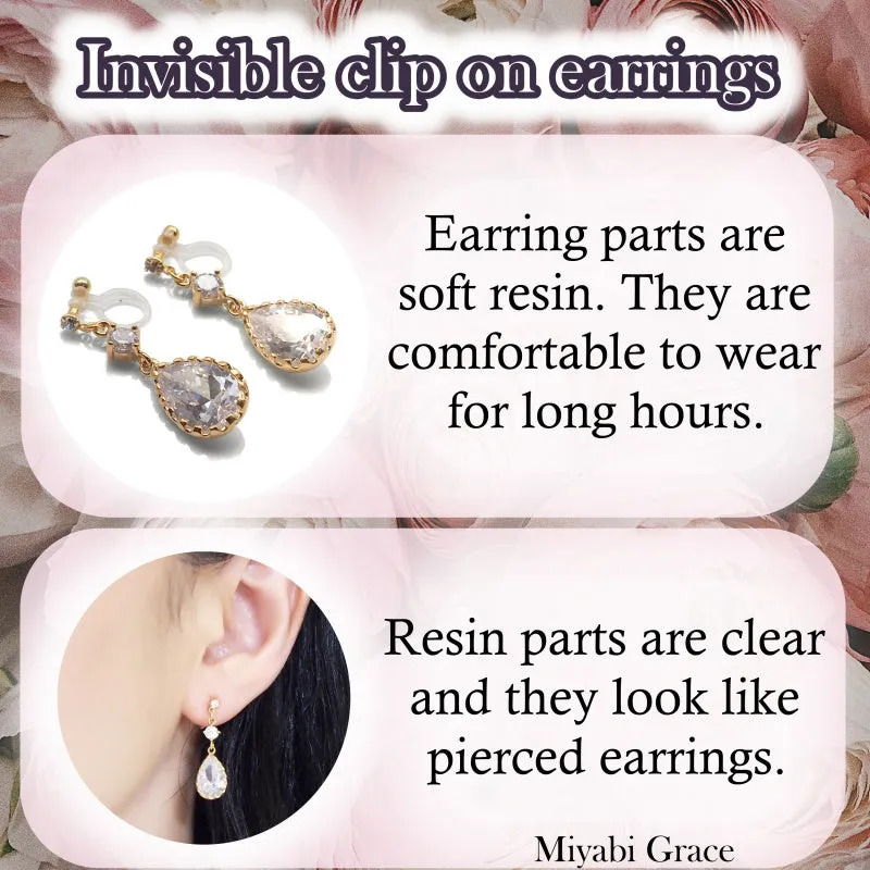 Small Silver Heart Invisible Clip On Stud Earrings