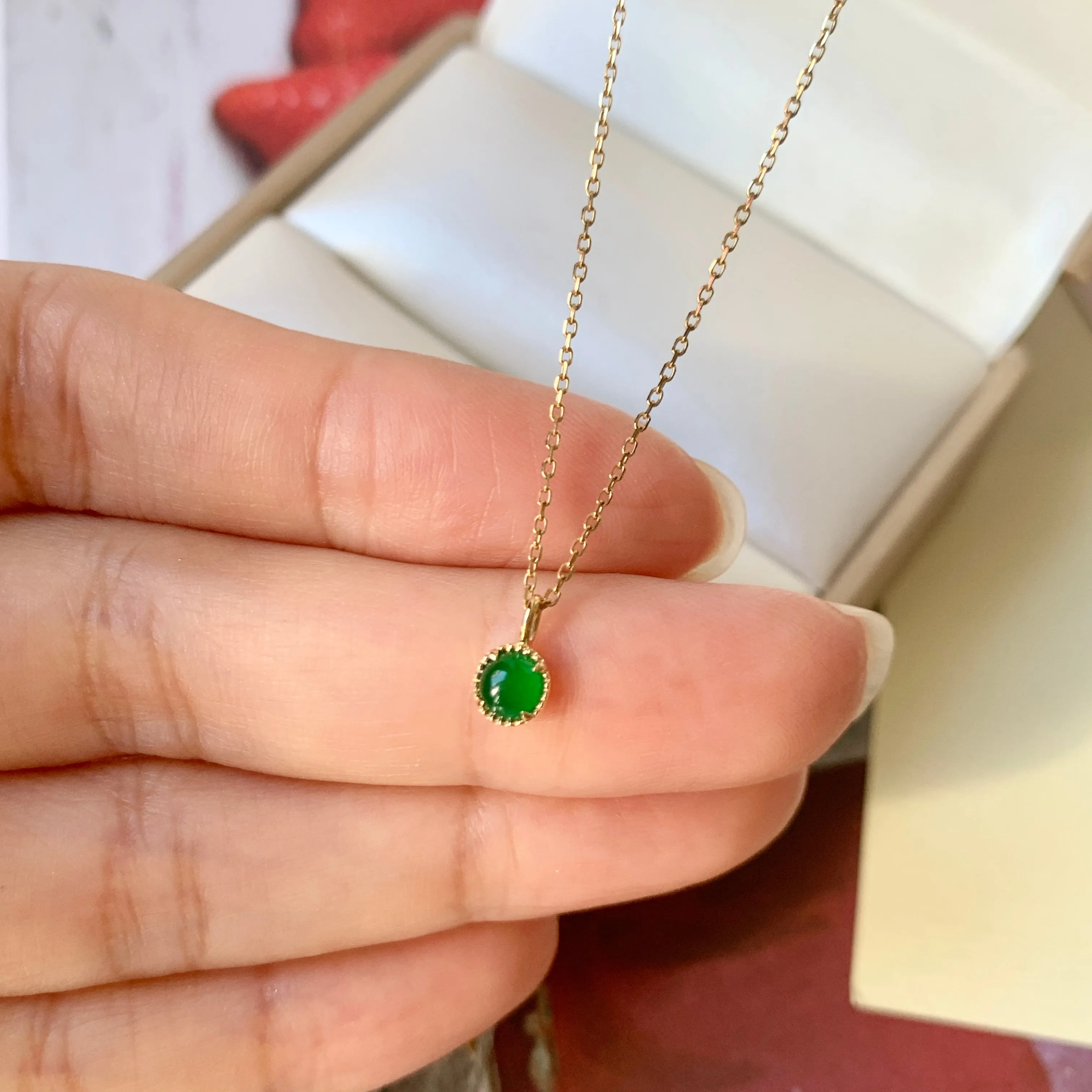 SOLD OUT: Icy A-Grade Imperial Green Jadeite B.Petite Dolly Pendant No.172066