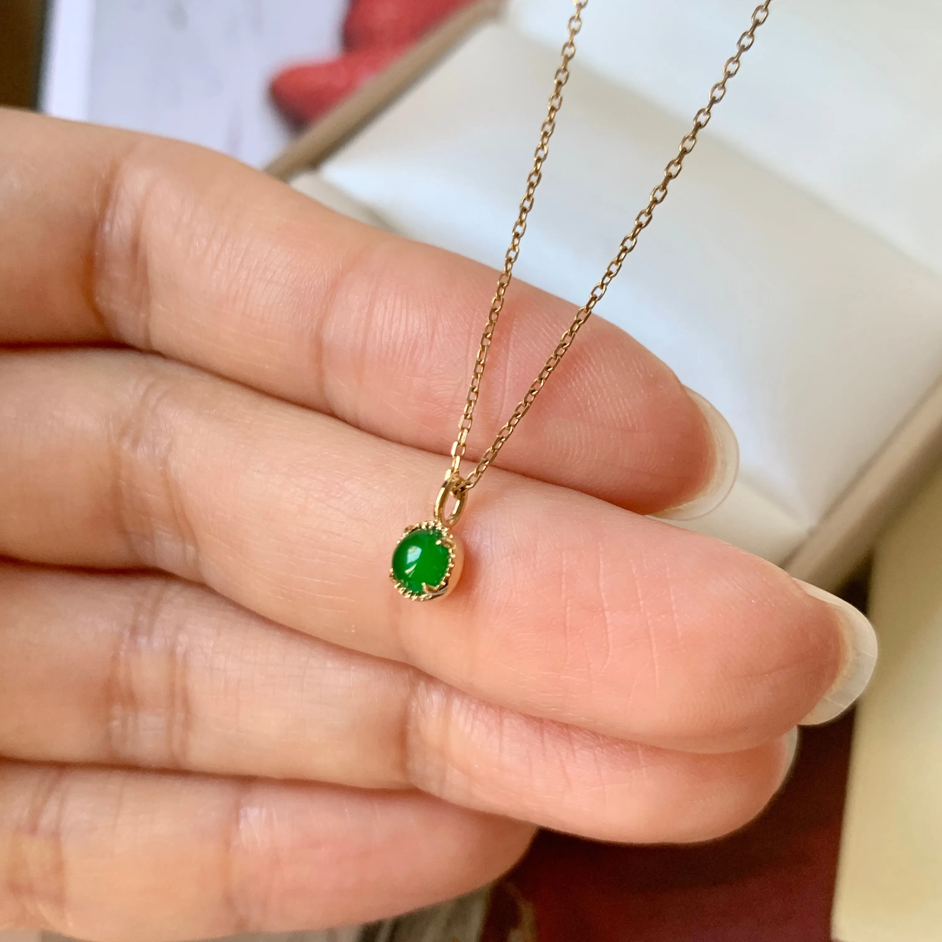 SOLD OUT: Icy A-Grade Imperial Green Jadeite B.Petite Dolly Pendant No.172066