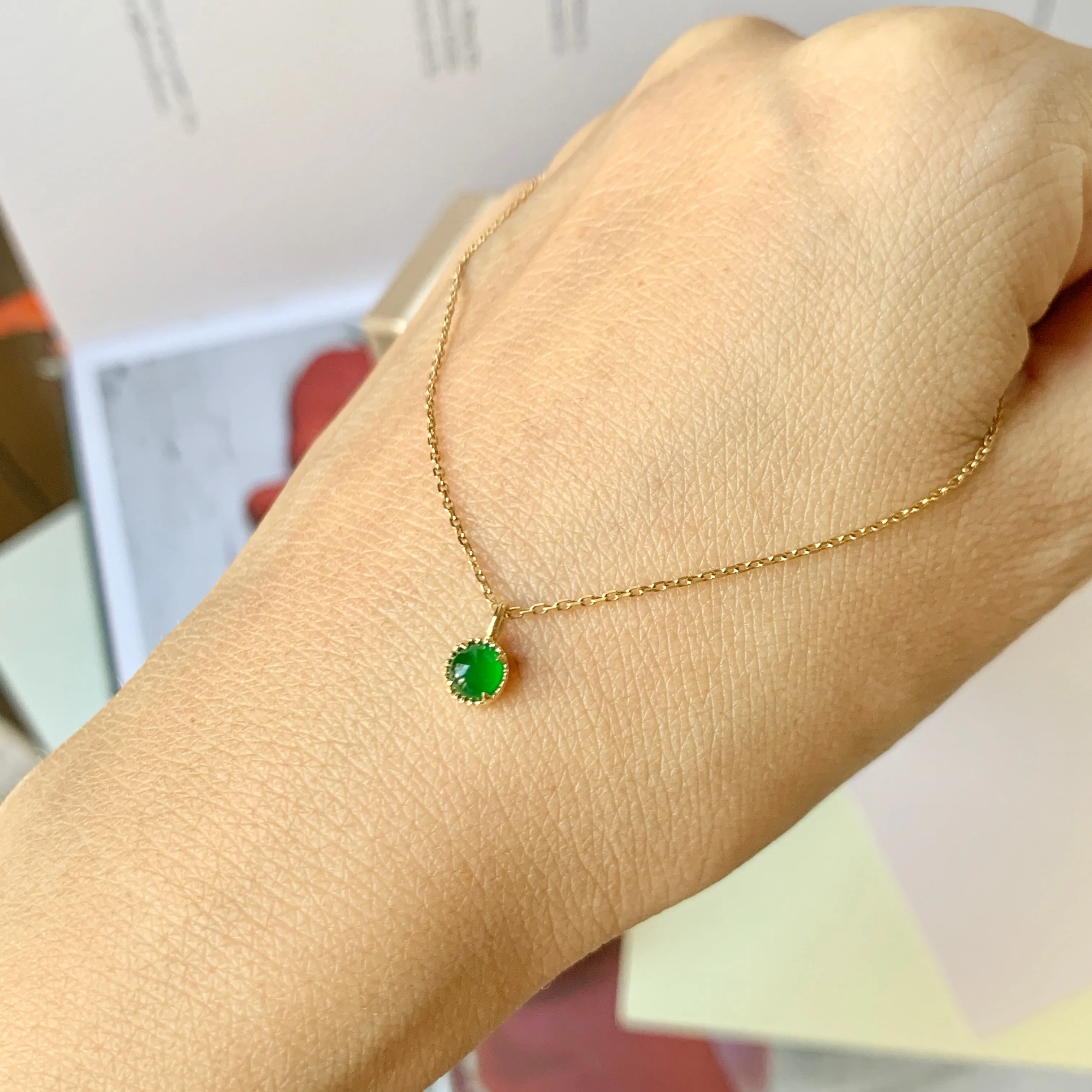 SOLD OUT: Icy A-Grade Imperial Green Jadeite B.Petite Dolly Pendant No.172066