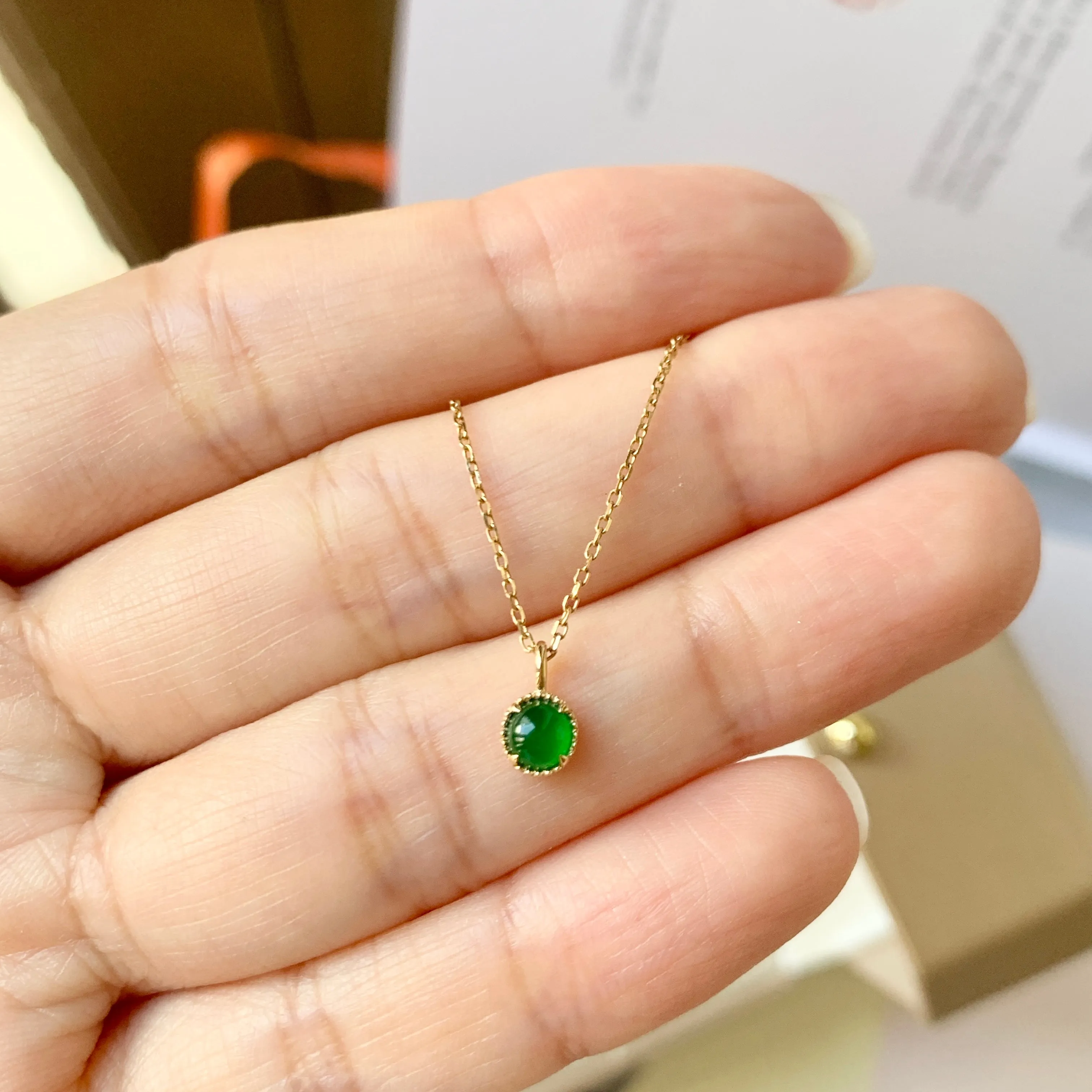 SOLD OUT: Icy A-Grade Imperial Green Jadeite B.Petite Dolly Pendant No.172066