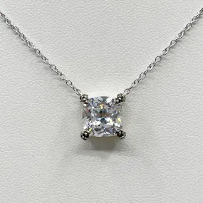 Sterling silver cubic zirconia & marcasite pendant necklace