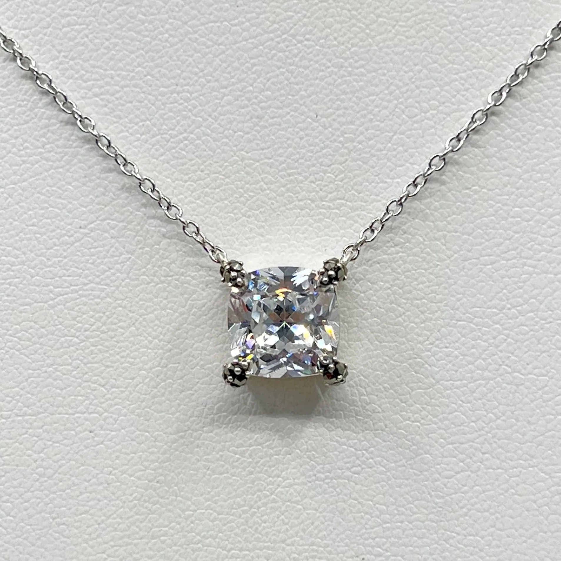 Sterling silver cubic zirconia & marcasite pendant necklace