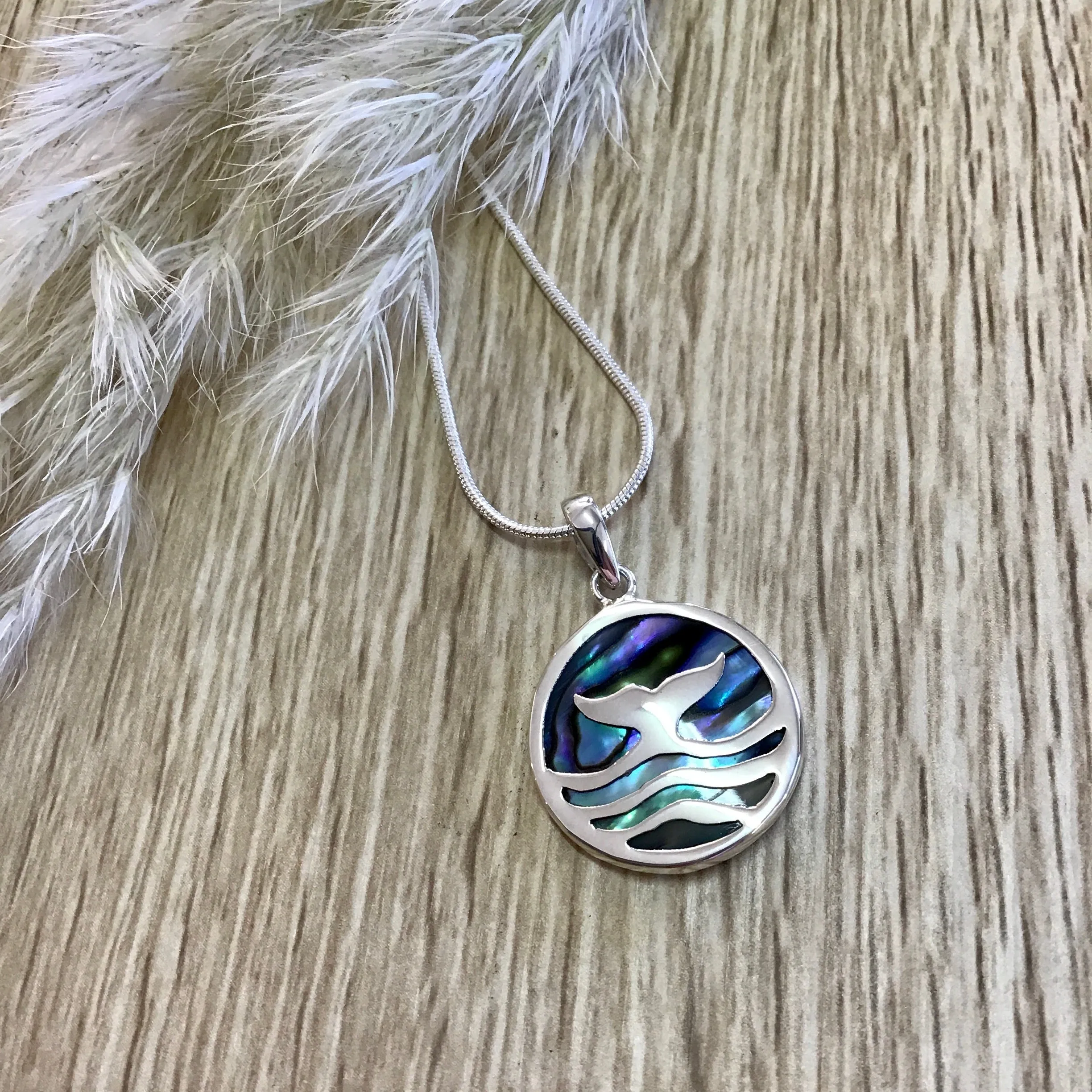 Sterling Silver Round Whale Fluke Pendant