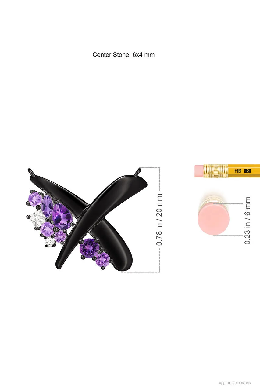 Sumi Stroke Midnight Silver Waterfall Amethyst Ombre Pendant Necklace