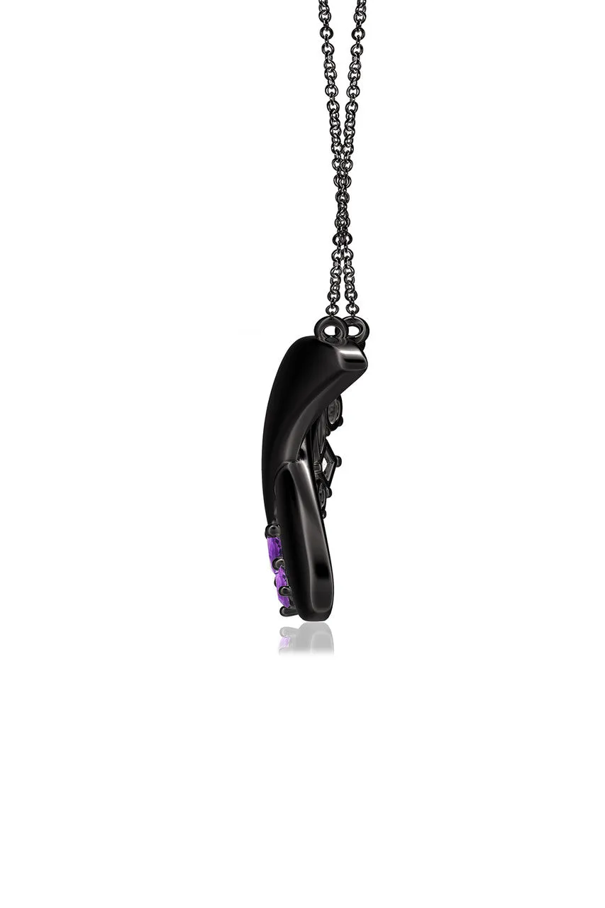 Sumi Stroke Midnight Silver Waterfall Amethyst Ombre Pendant Necklace