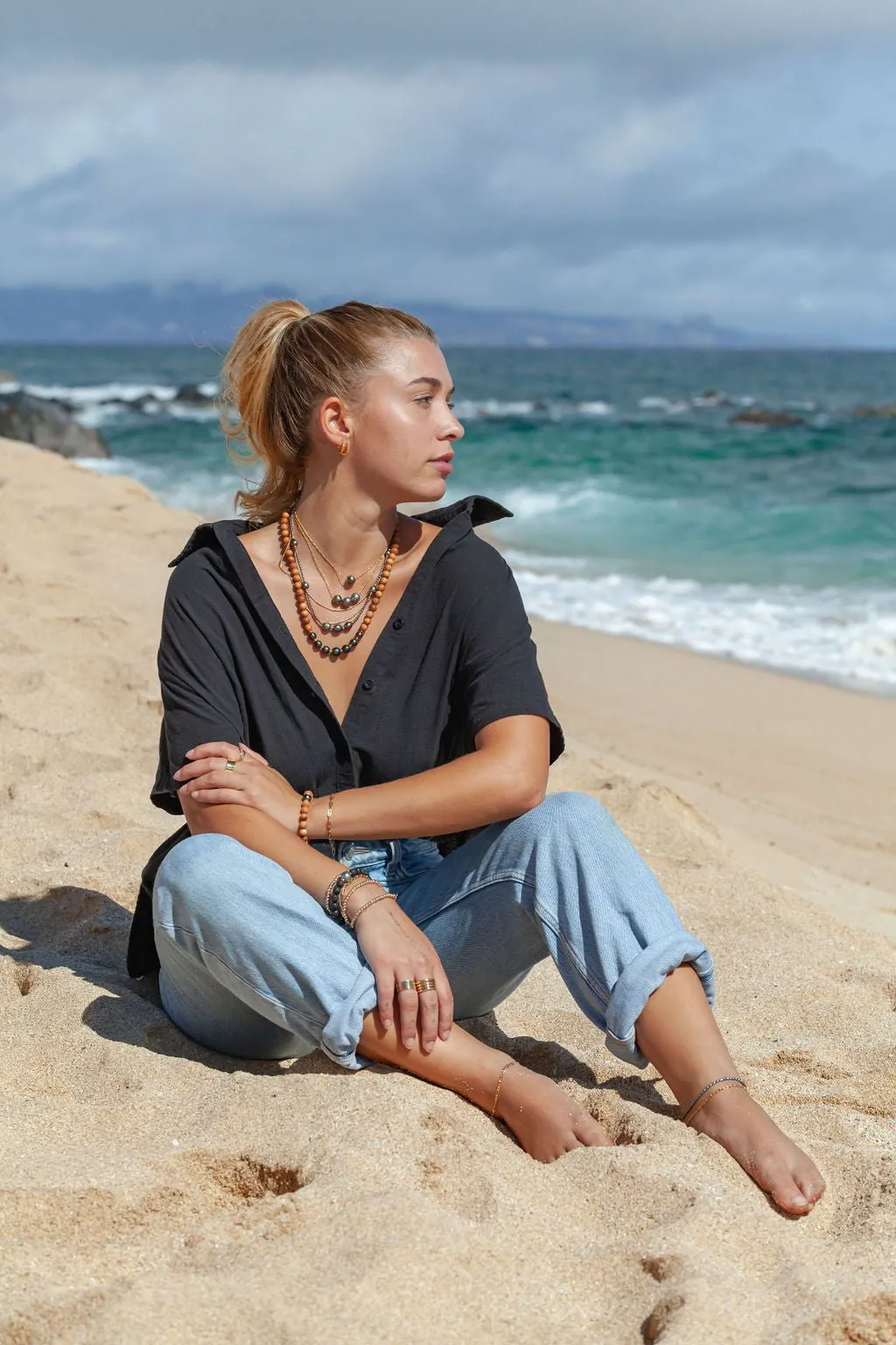 Tahitian Pearl Beaded Necklace - Hokuloa