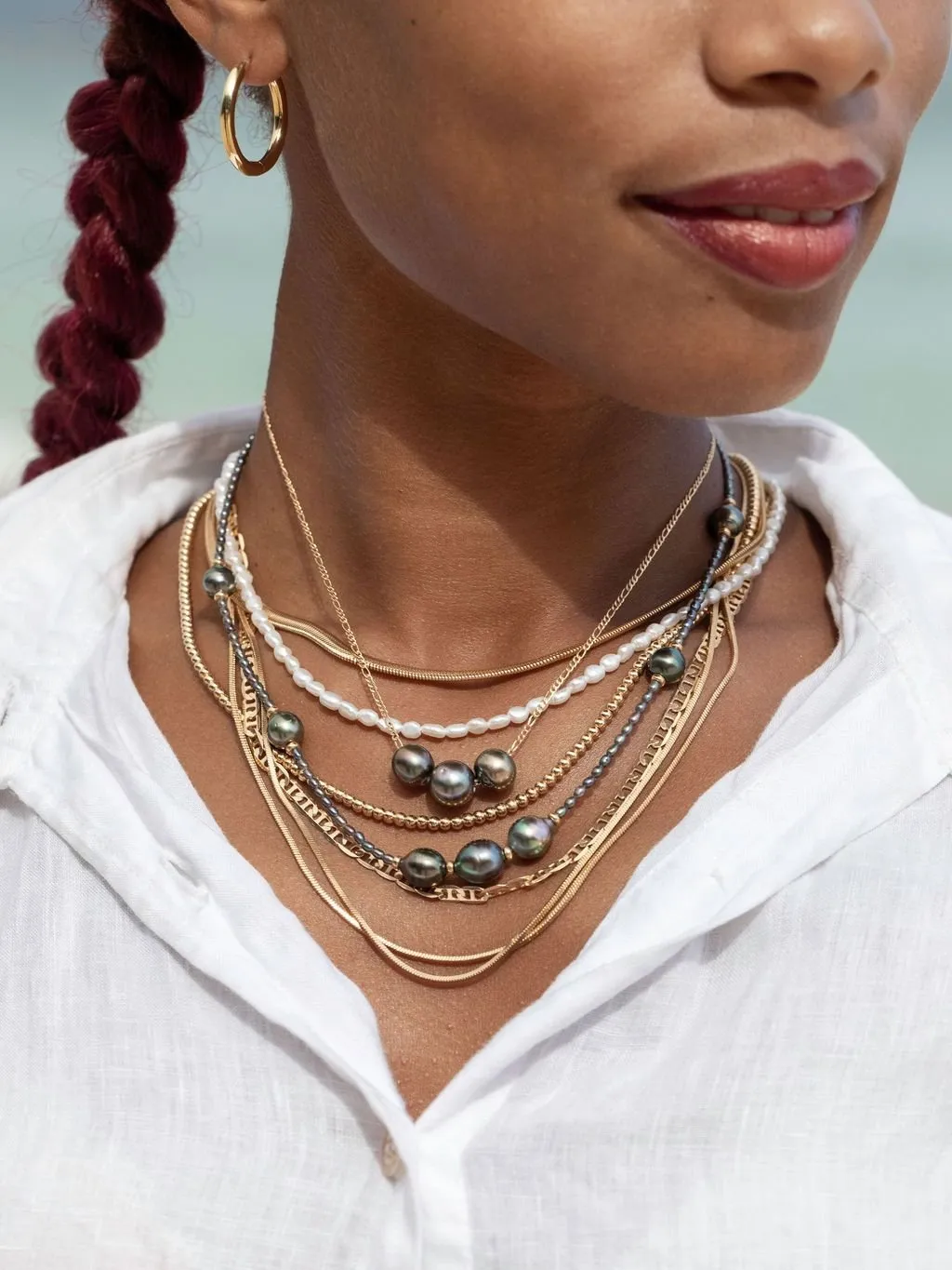 Tahitian Pearl Beaded Necklace - Hokuloa
