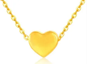 TAKA Jewellery 999 Pure Gold Heart Pendant with 9K Gold Chain