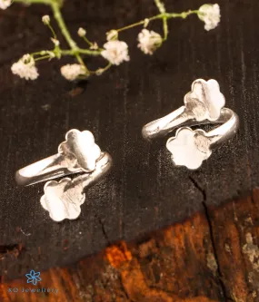 The Shining Flower Silver Toe-Rings (Front open)