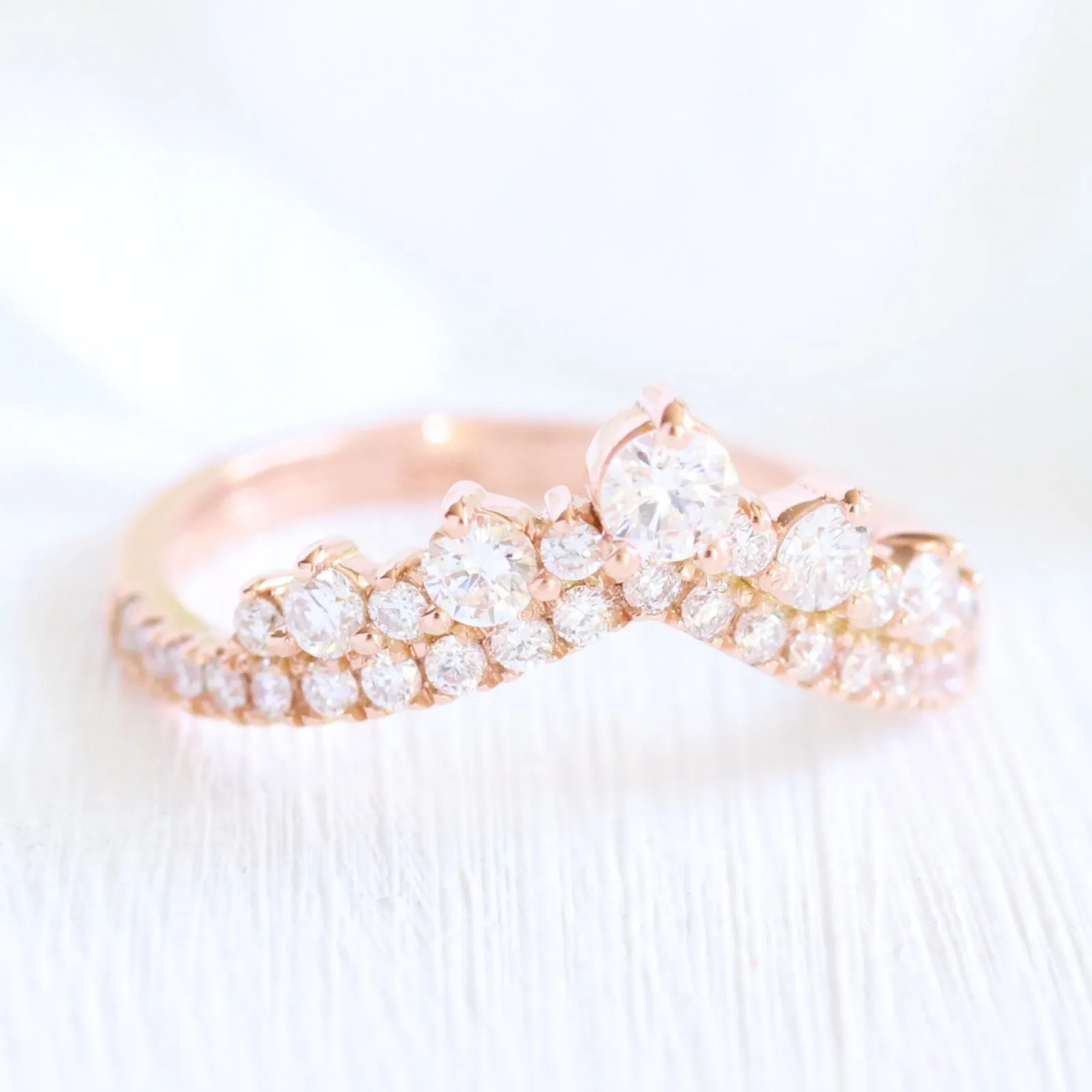 Tiara Halo Pave Ring Bridal Set w/ Pear Moissanite and Large Tiara Diamond Band