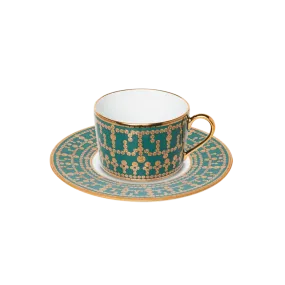 Tiara Peacock Blue & Gold Teacup & Saucer