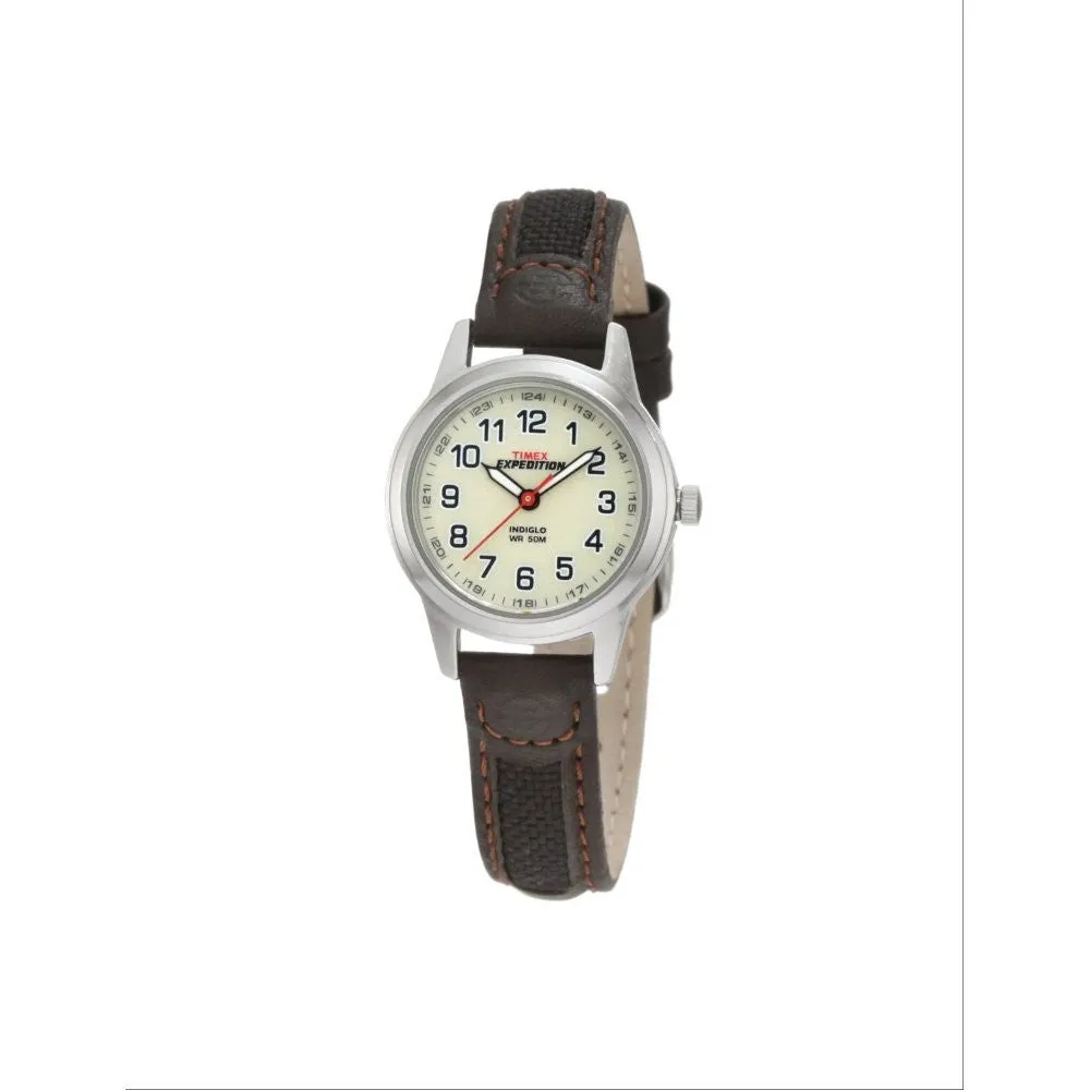 Timex Women's T41181 Expedition Metal Field Brown Leather and Nylon Strap Watch