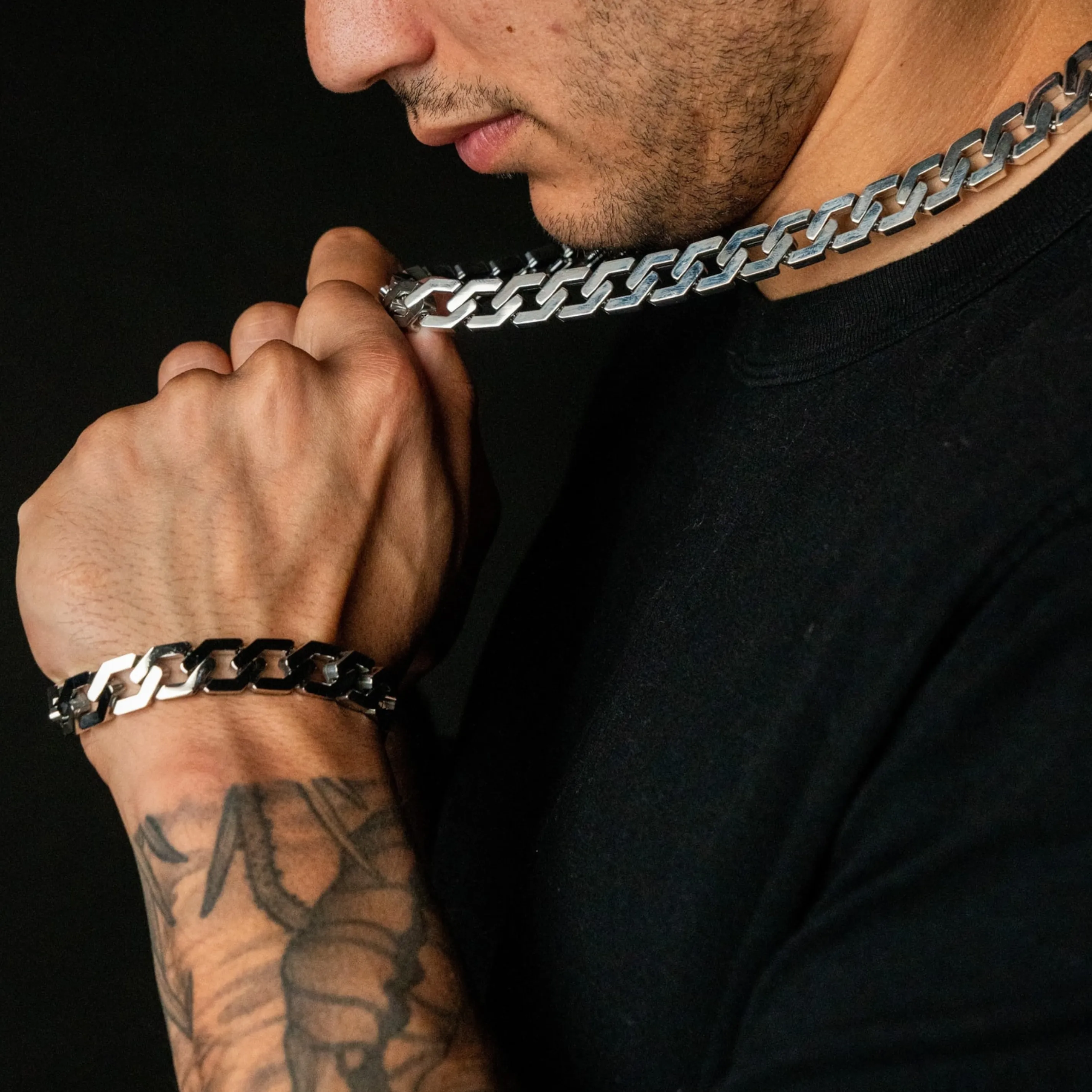 TITAN Chain 2pc. Set 18K White Gold - 10mm
