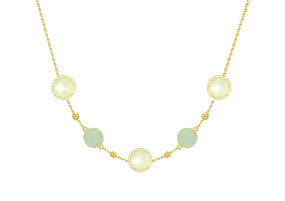 TRACEY CHEN | NECKLACE | 天然翡翠琺瑯項鍊 (黃金-水藍, 粉色)