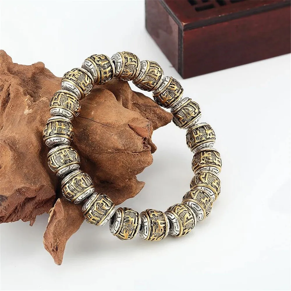 Traditional Buddhist Men's Bracelet Women's Six Words Mantra Bracelet OM MANI PADME HUM Amulet Bead Bracelet Hombres Pulseras
