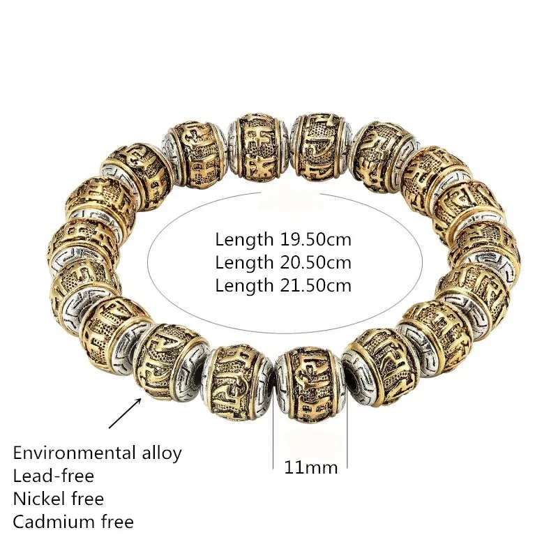 Traditional Buddhist Men's Bracelet Women's Six Words Mantra Bracelet OM MANI PADME HUM Amulet Bead Bracelet Hombres Pulseras