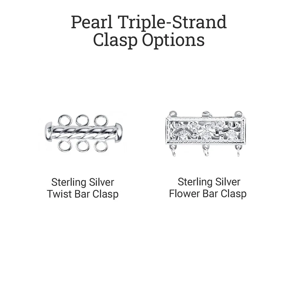 Triple Strand White Akoya Pearl Necklace