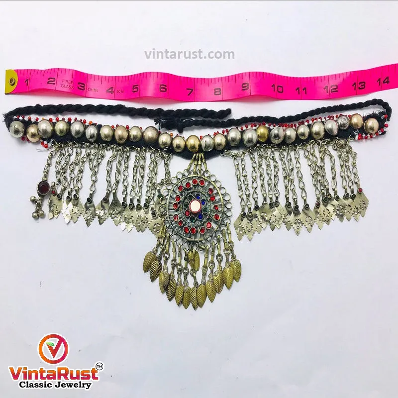 Turkman Necklace With Long Dangling Tassels