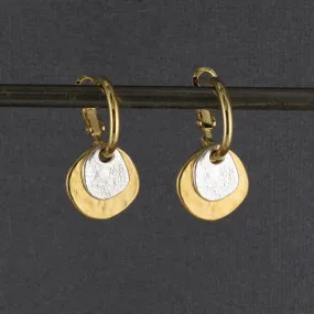 Two Tone Discs Earrings - Gold with Silver