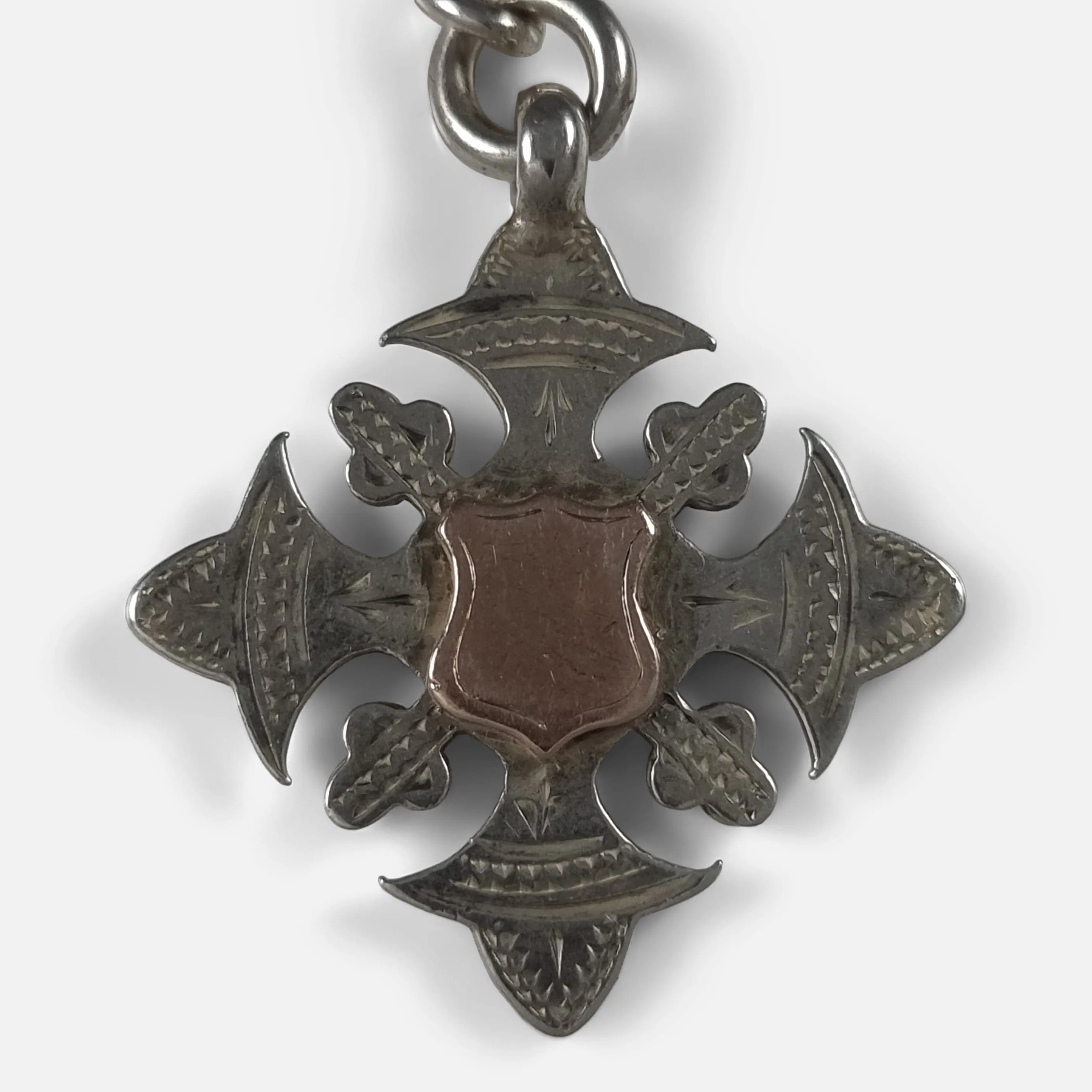 Victorian Sterling Silver Albert Watch Chain and Fob - 1899