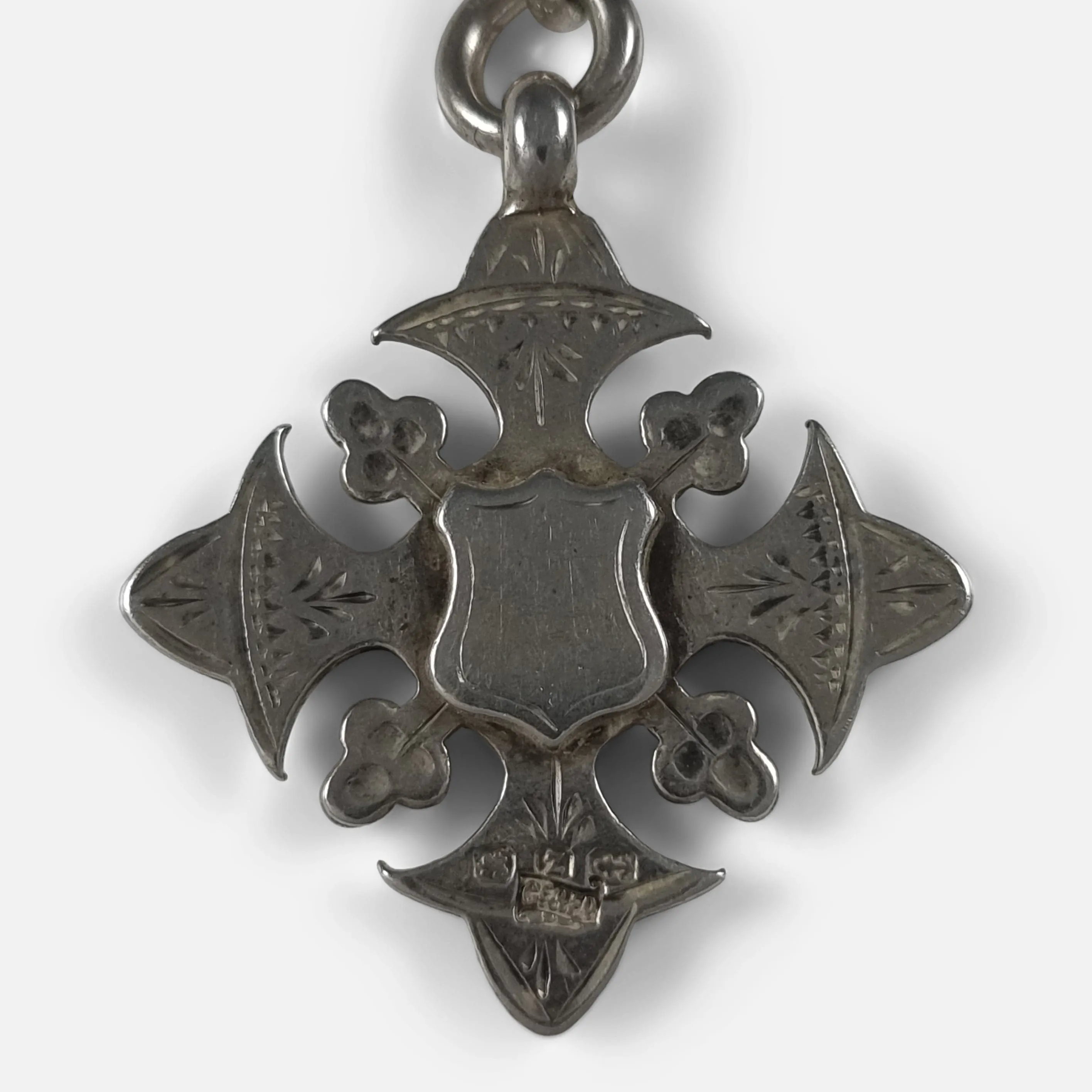 Victorian Sterling Silver Albert Watch Chain and Fob - 1899