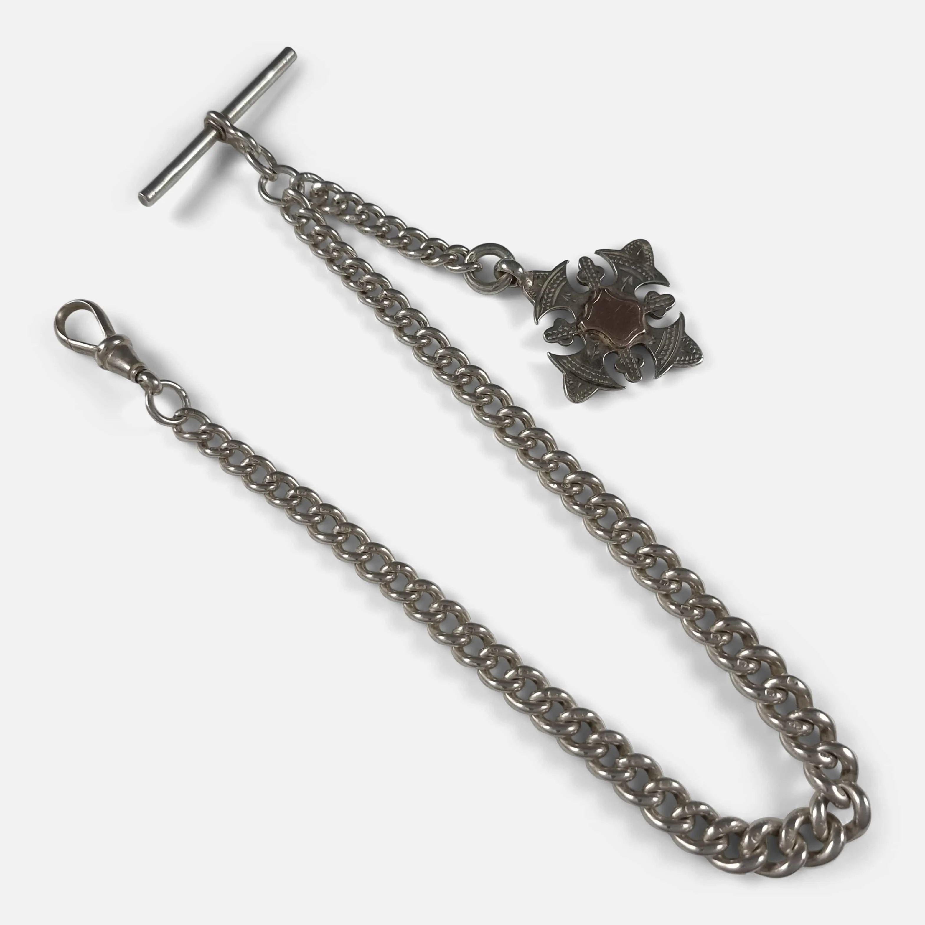 Victorian Sterling Silver Albert Watch Chain and Fob - 1899