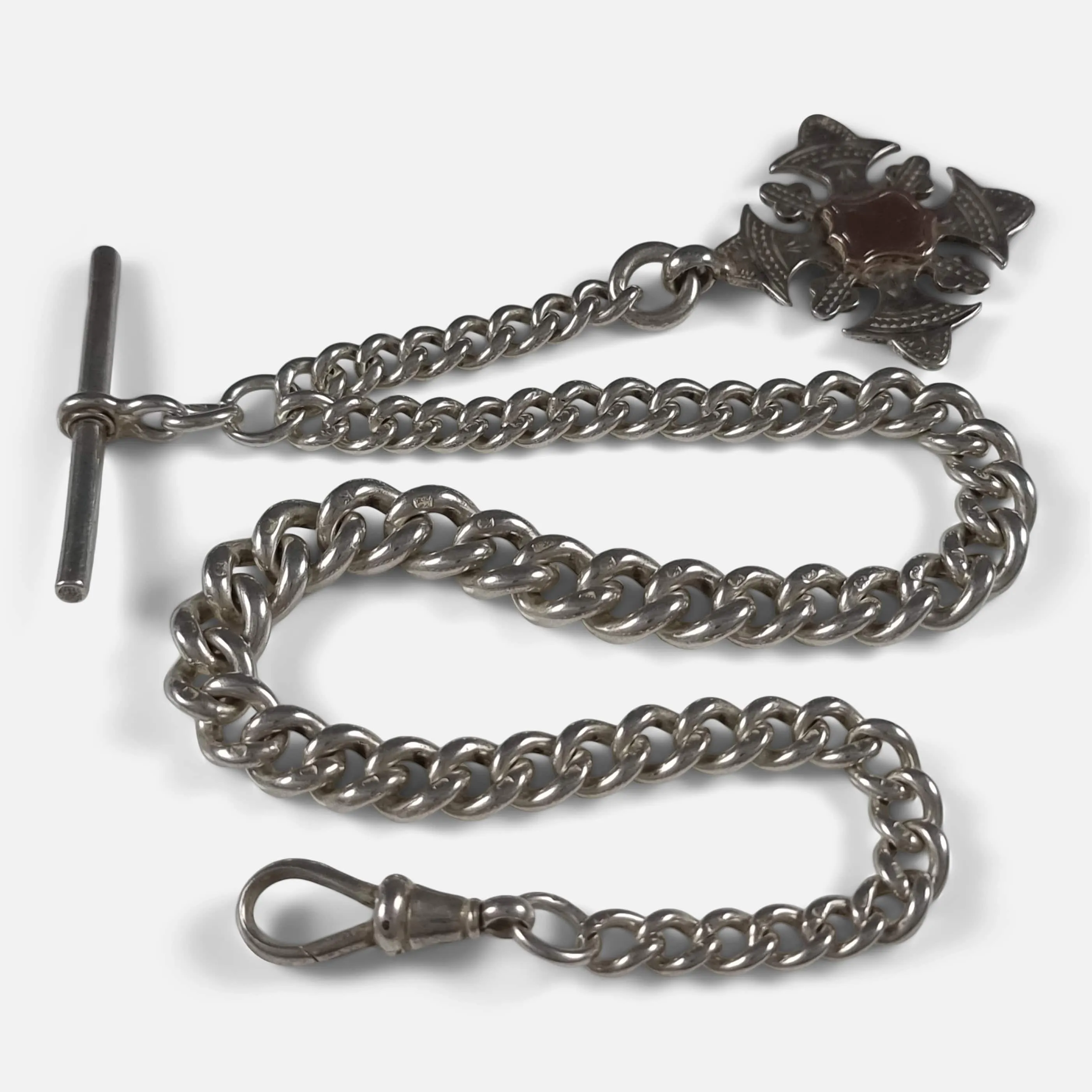 Victorian Sterling Silver Albert Watch Chain and Fob - 1899
