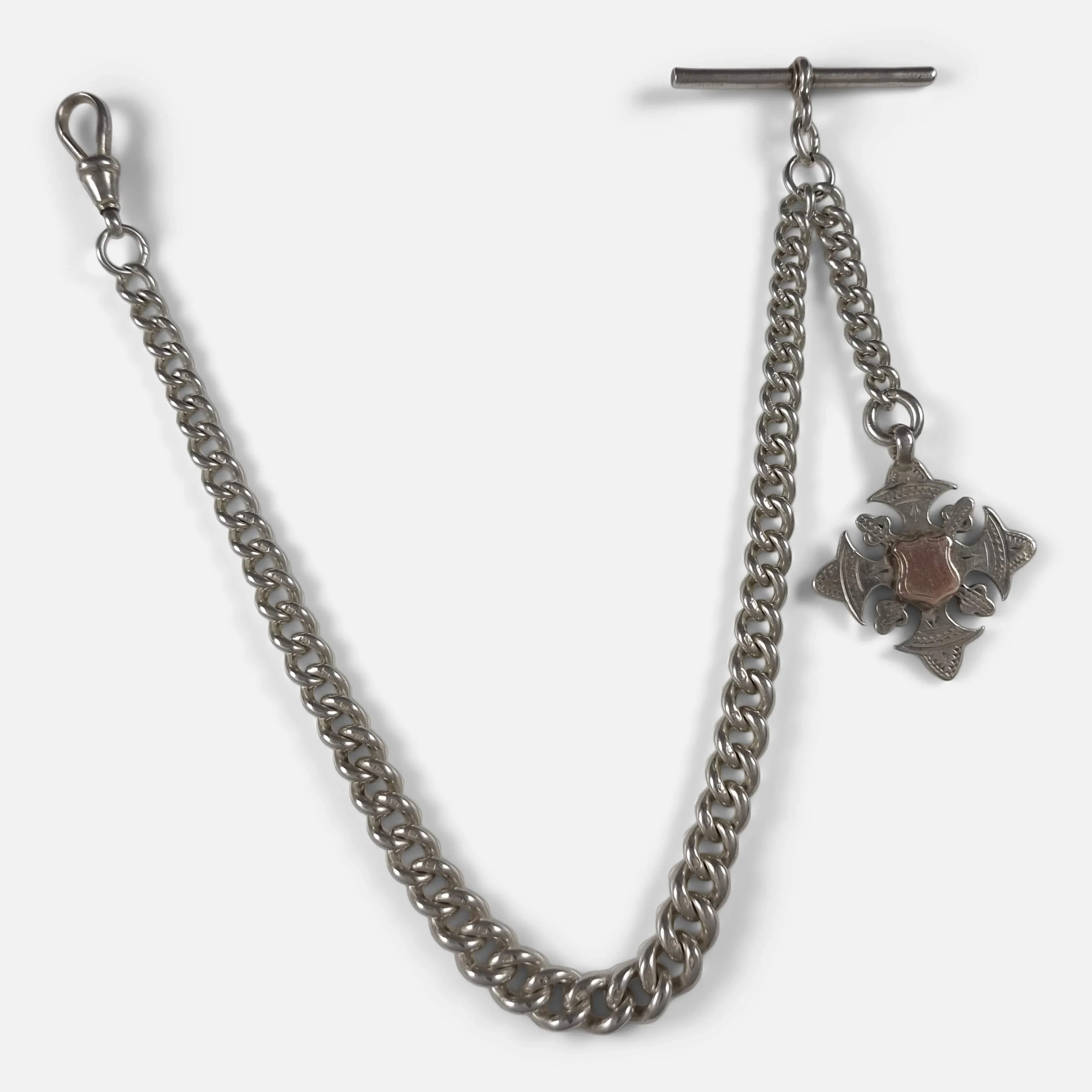Victorian Sterling Silver Albert Watch Chain and Fob - 1899