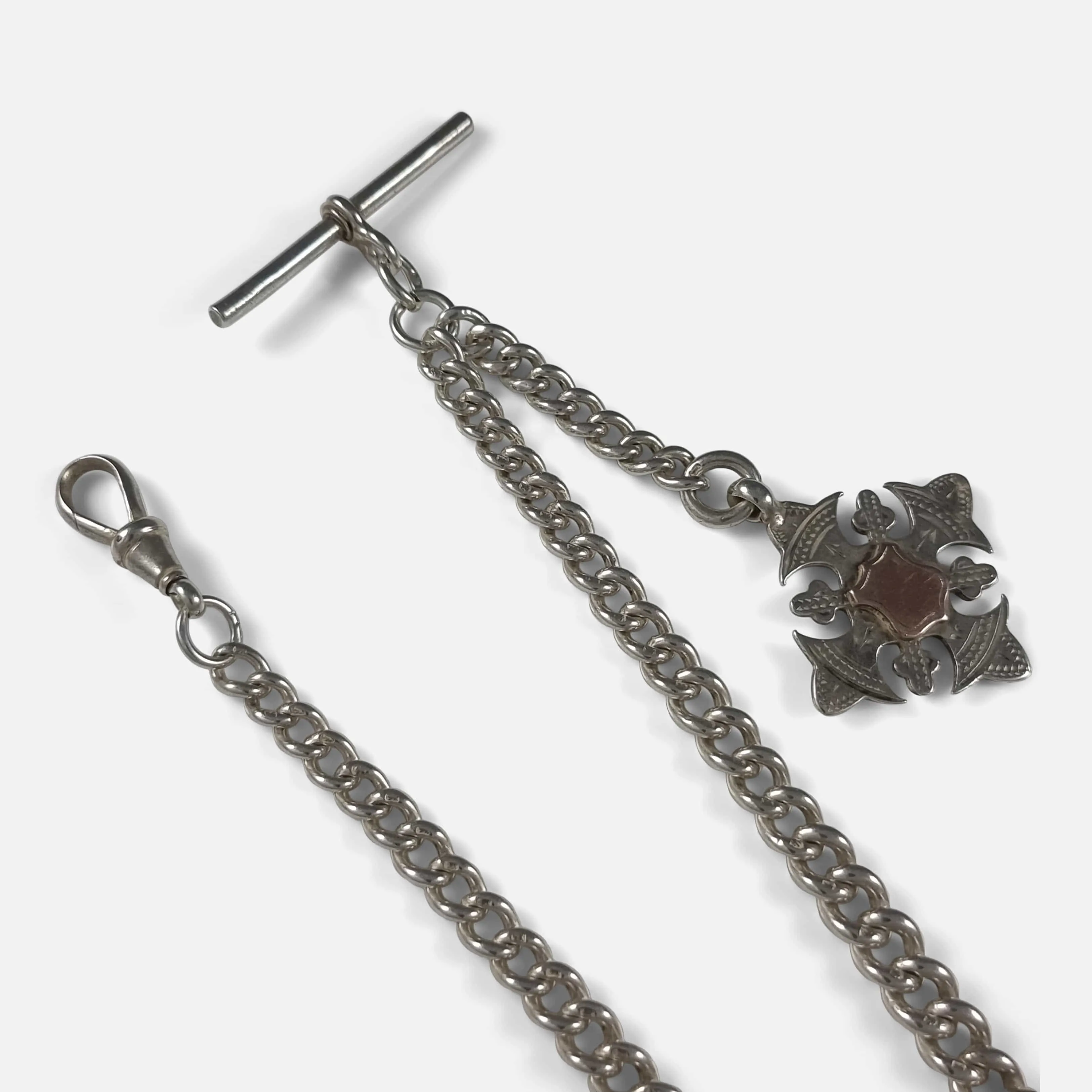Victorian Sterling Silver Albert Watch Chain and Fob - 1899