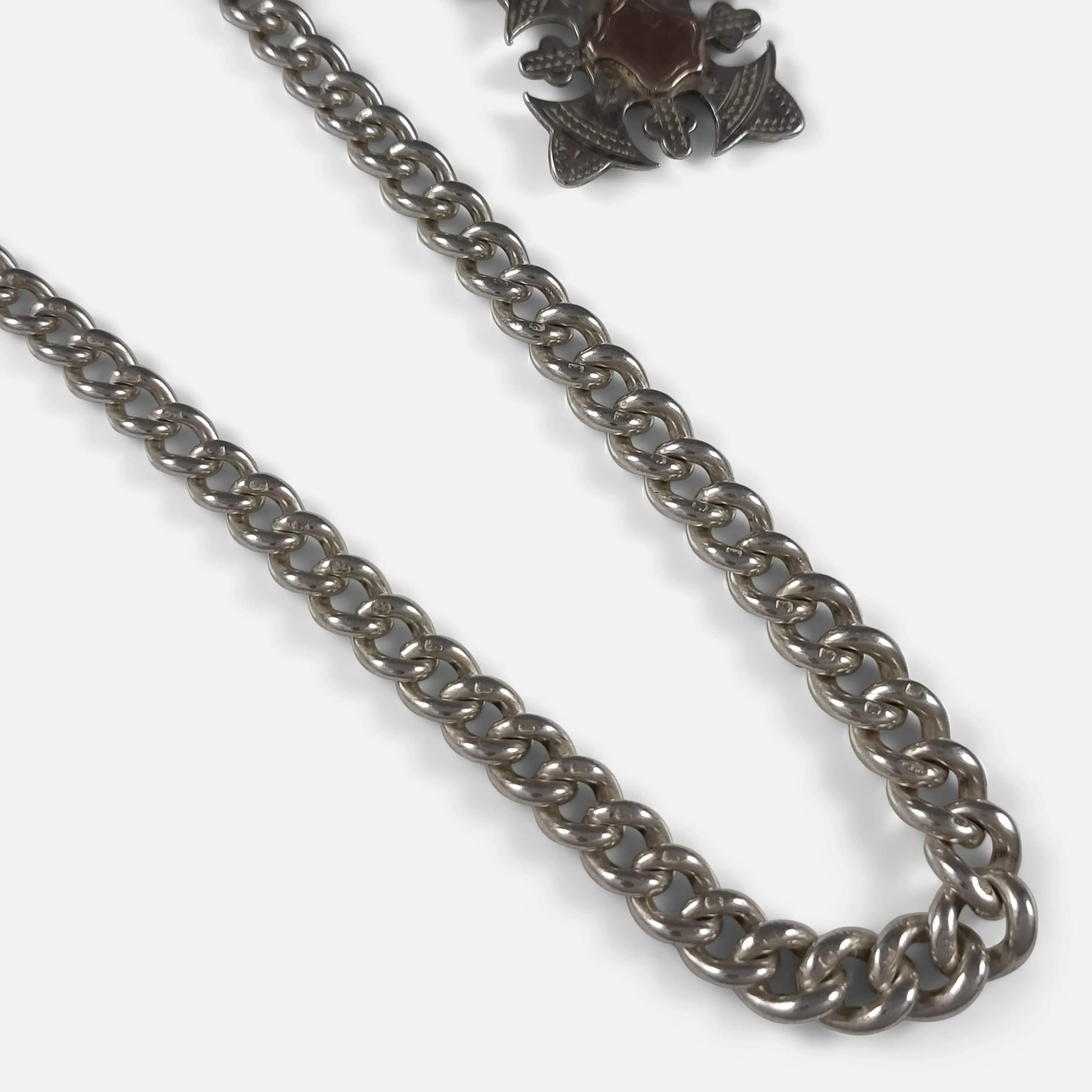 Victorian Sterling Silver Albert Watch Chain and Fob - 1899