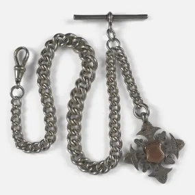 Victorian Sterling Silver Albert Watch Chain and Fob - 1899