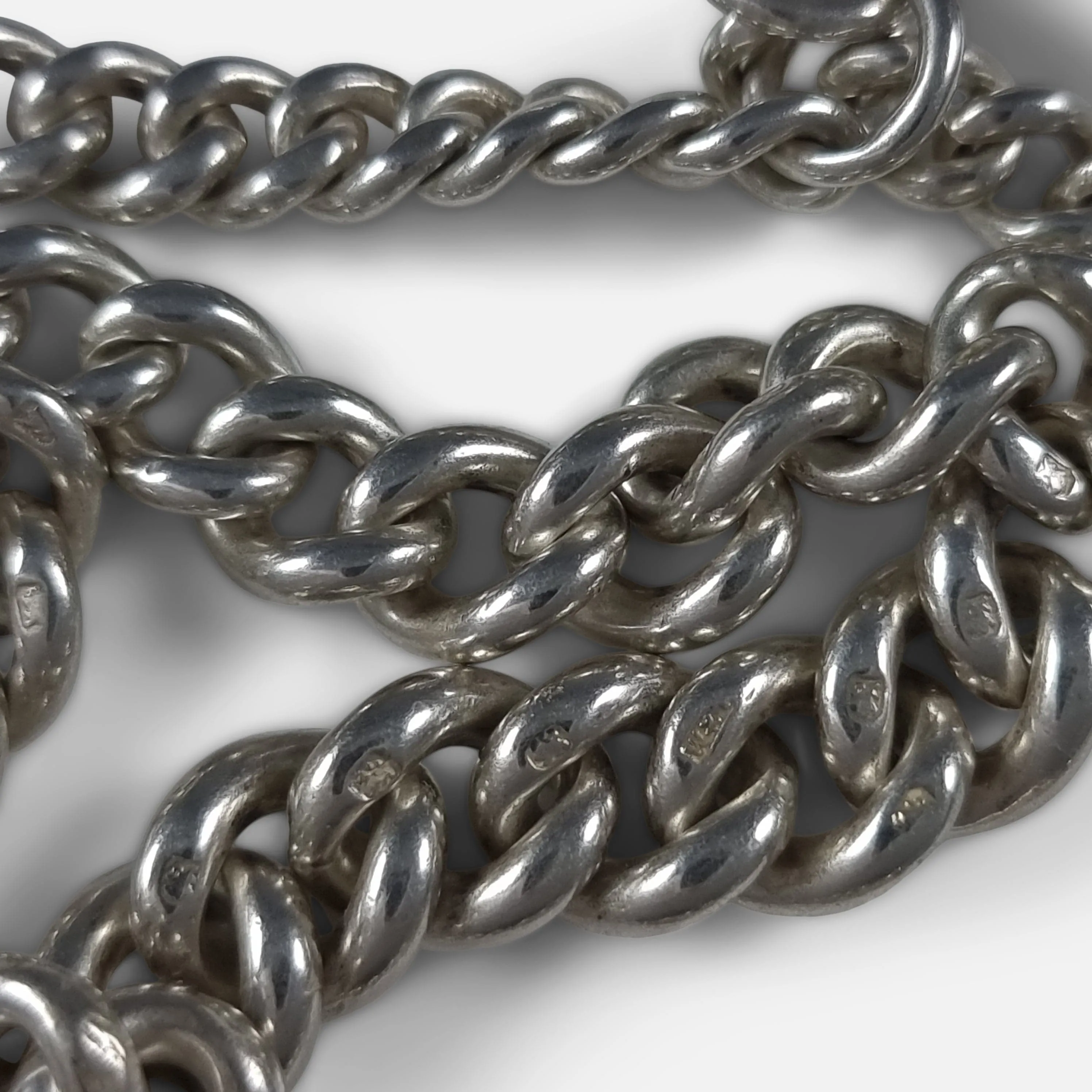 Victorian Sterling Silver Albert Watch Chain and Fob - 1899