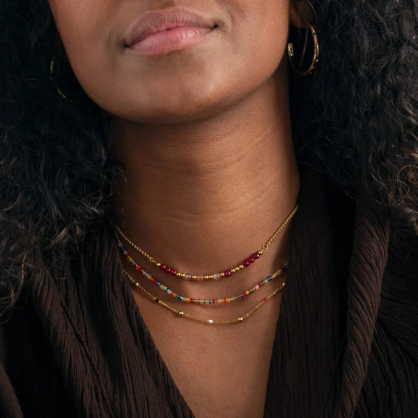 Vilde - Petite Stone Chain Necklace Stainless Steel