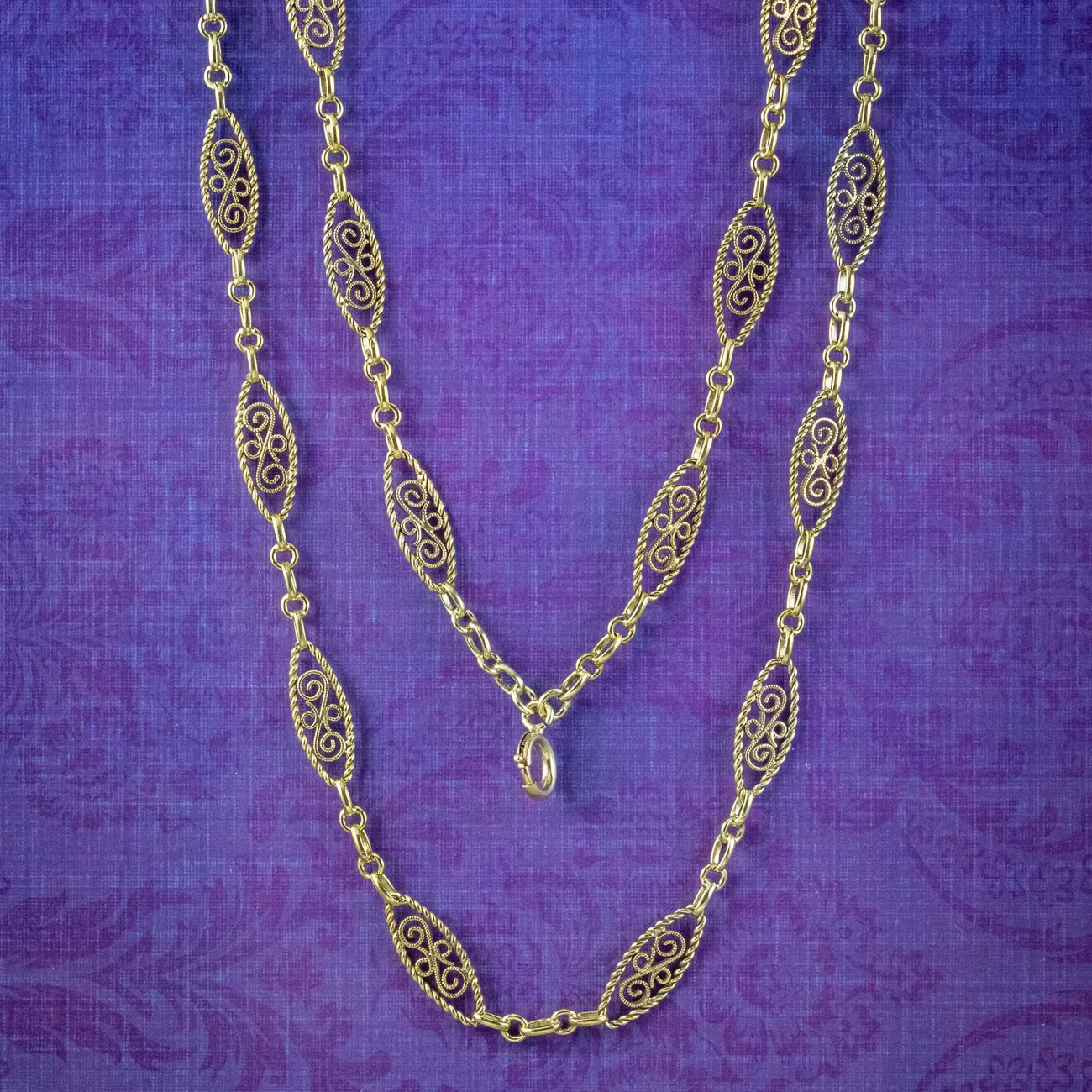 Vintage French Guard Chain Silver 18ct Gold Gilt