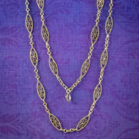 Vintage French Guard Chain Silver 18ct Gold Gilt