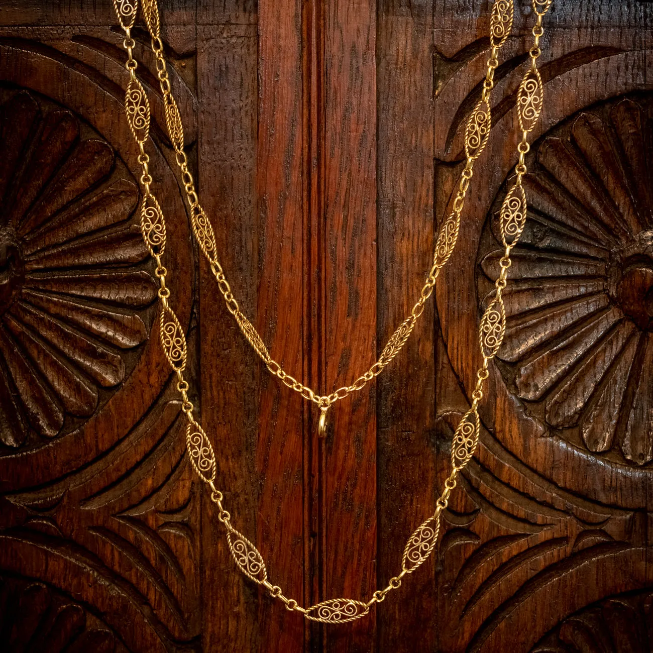 Vintage French Guard Chain Silver 18ct Gold Gilt