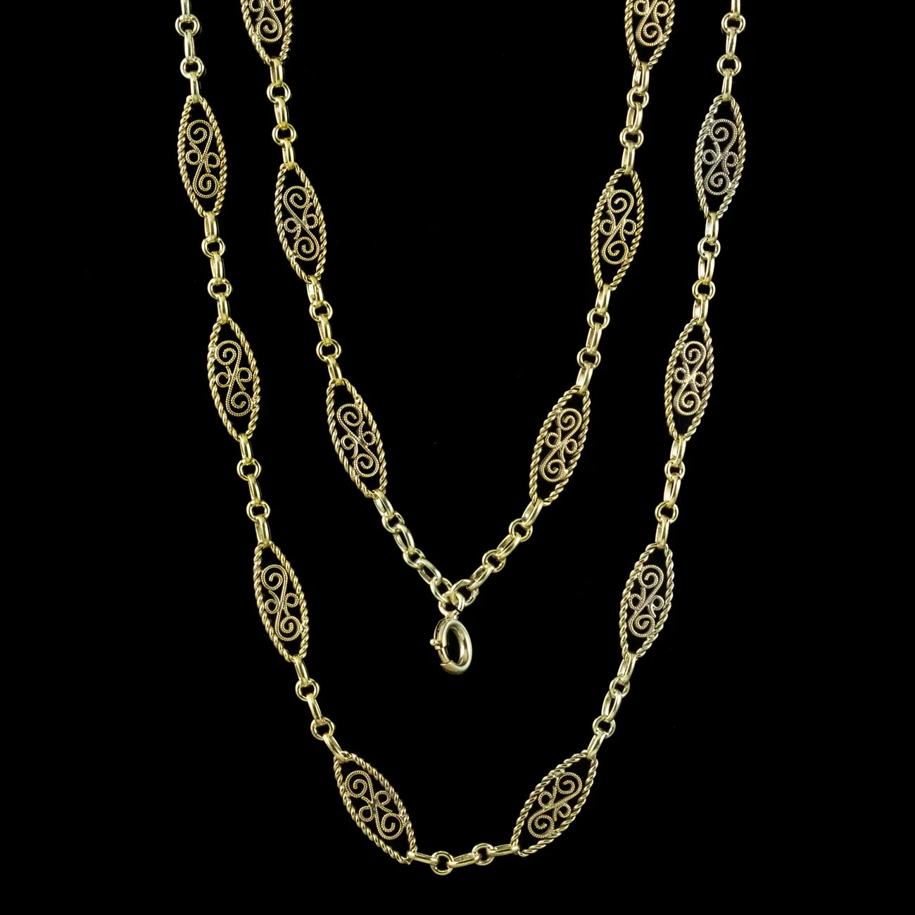 Vintage French Guard Chain Silver 18ct Gold Gilt