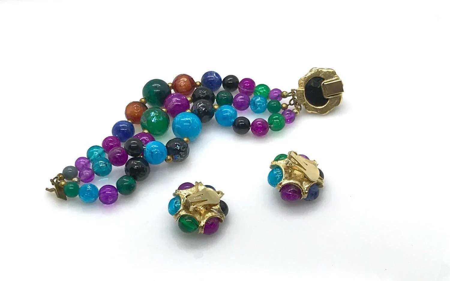 Vintage Kramer Colorful Bracelet and Earring Set