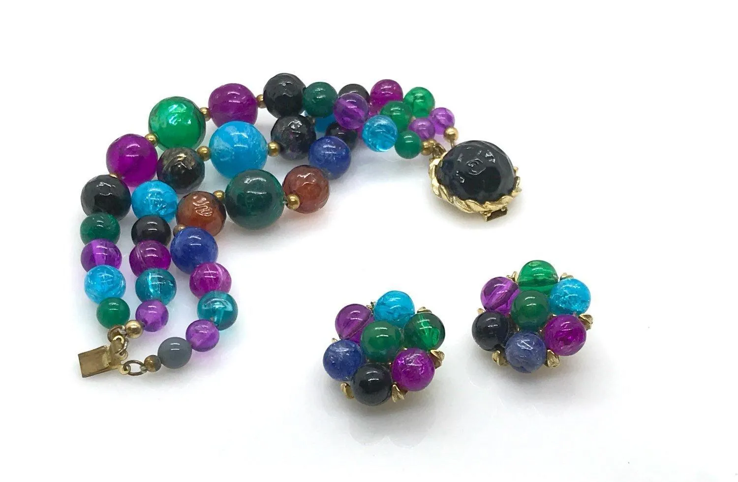 Vintage Kramer Colorful Bracelet and Earring Set