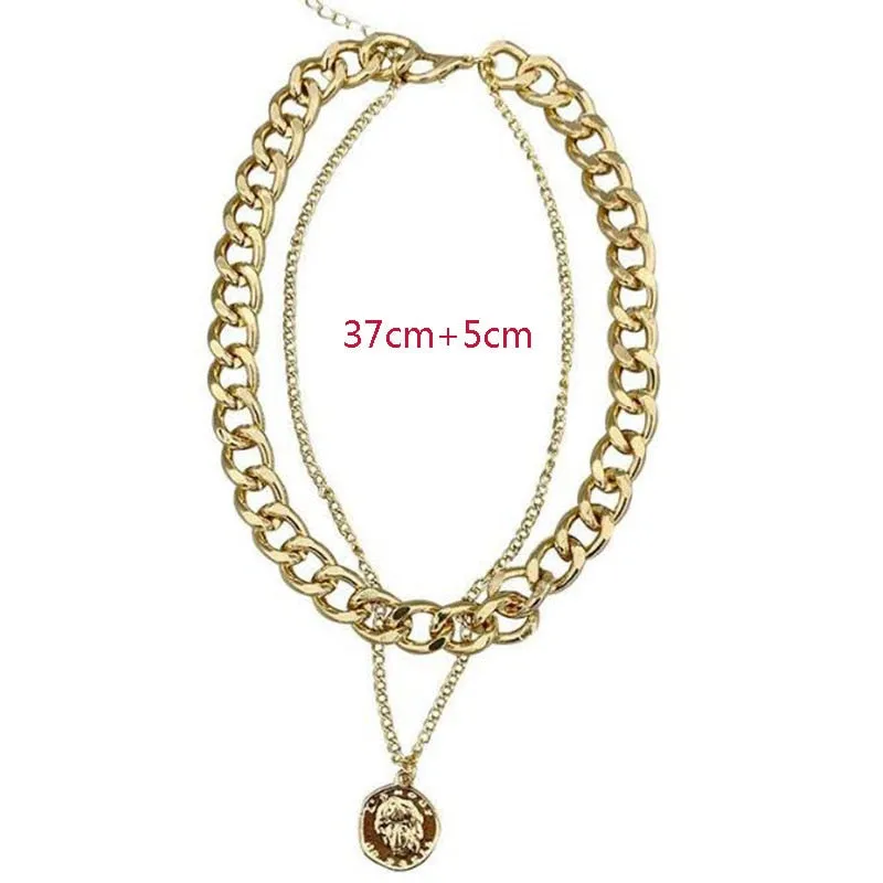 Vintage necklace on neck Gold chain